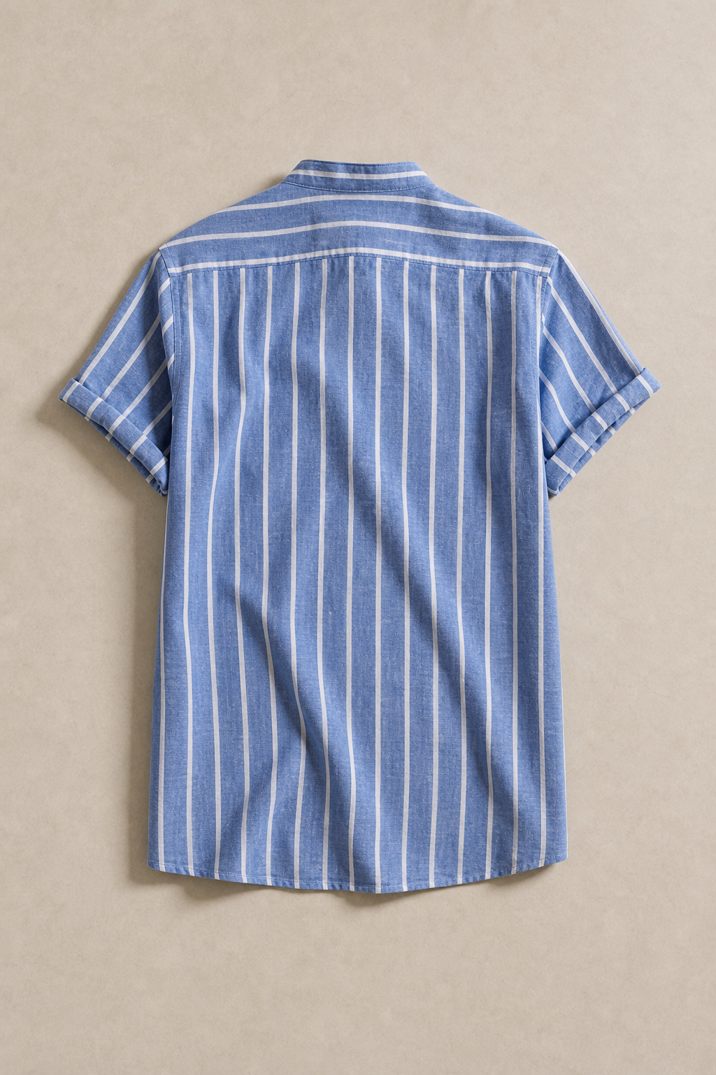 Sanary Shirt in Dusty Blue with White Stripes - back view