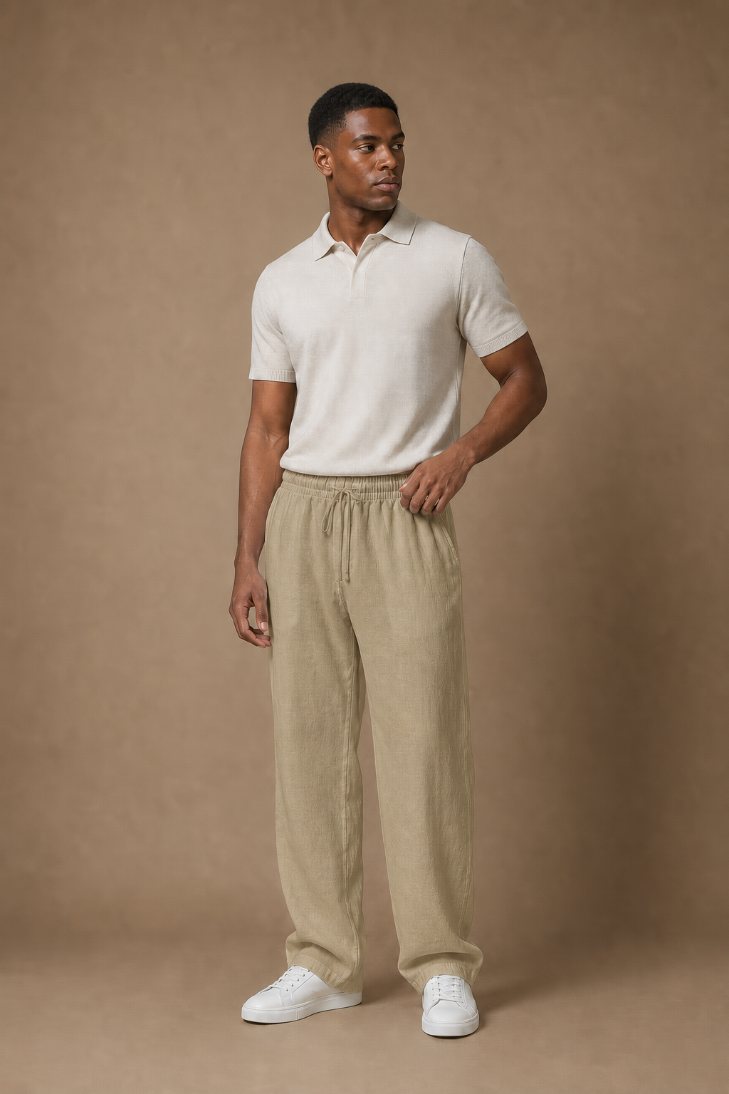 Sardegna Linen Trousers in Sage on model - front pose