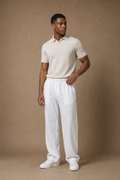Sardegna Linen Trousers in White on model - front pose