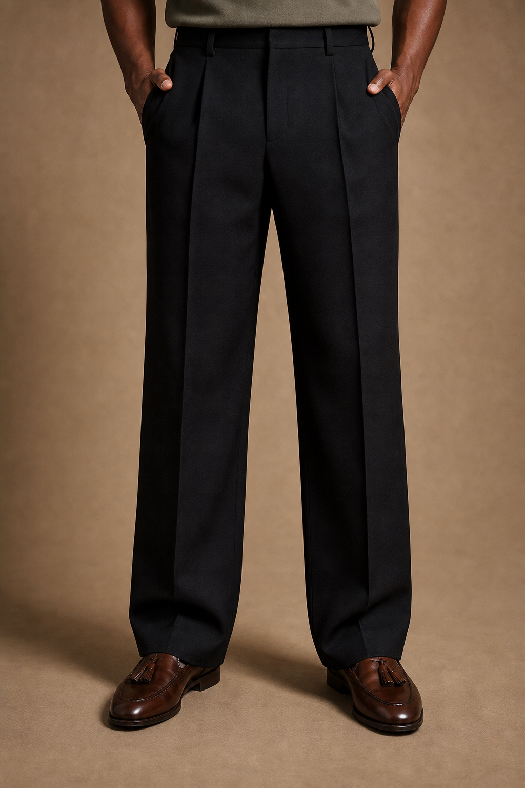 Siena Trousers in Black on model - alternate pose