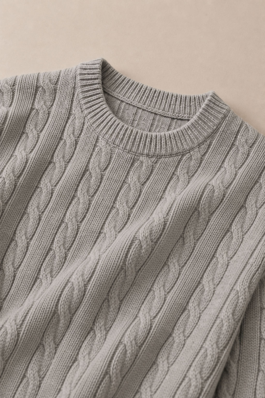 Sorrento Cable Sweater in Grey - fabric detail