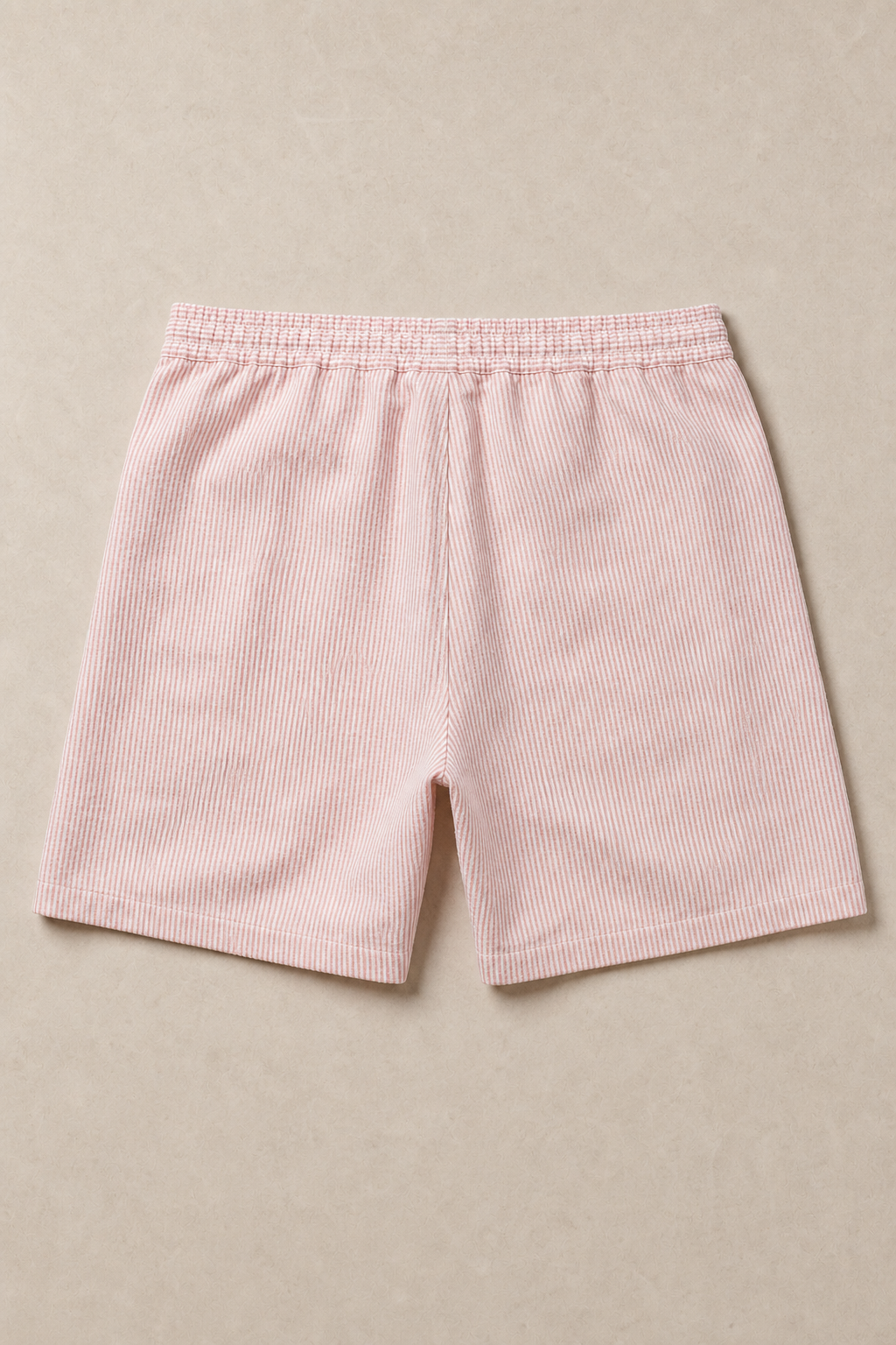 St. Tropez Shorts in Cream with Pink Pinstripes - back view