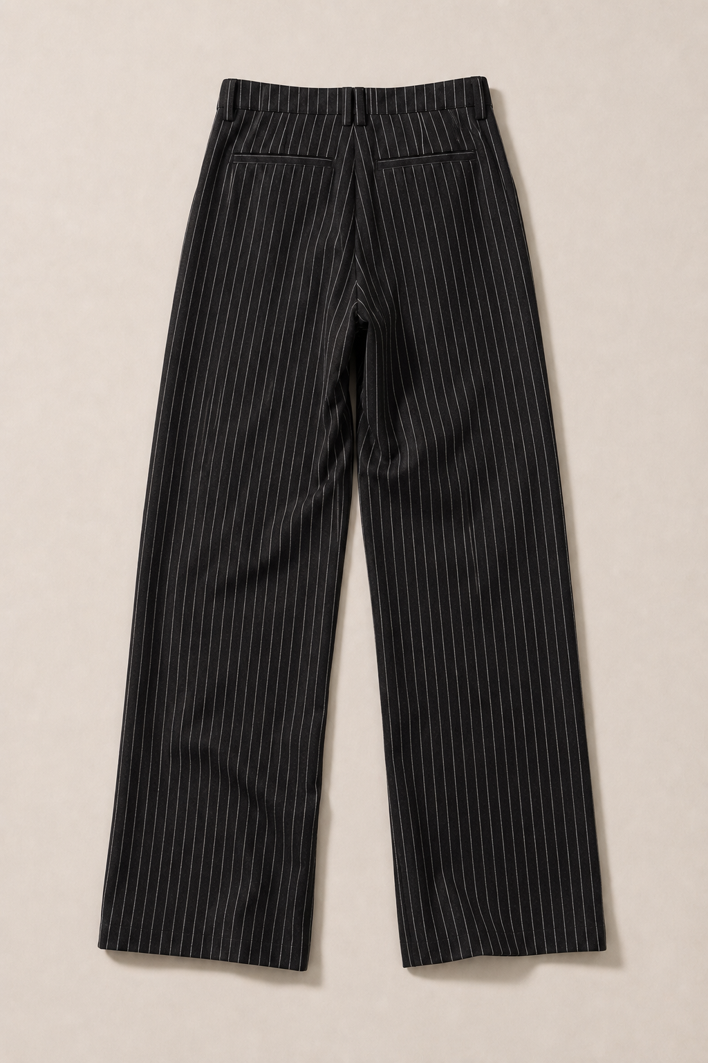 Stromboli Pinstripe Trousers in Charcoal with White Pinstripes - back view