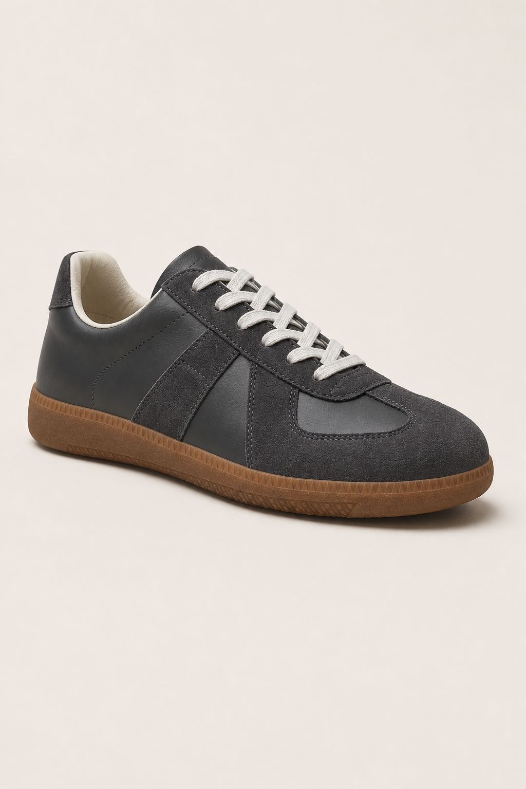 Tarifa Leather Sneakers in Charcoal - angle view