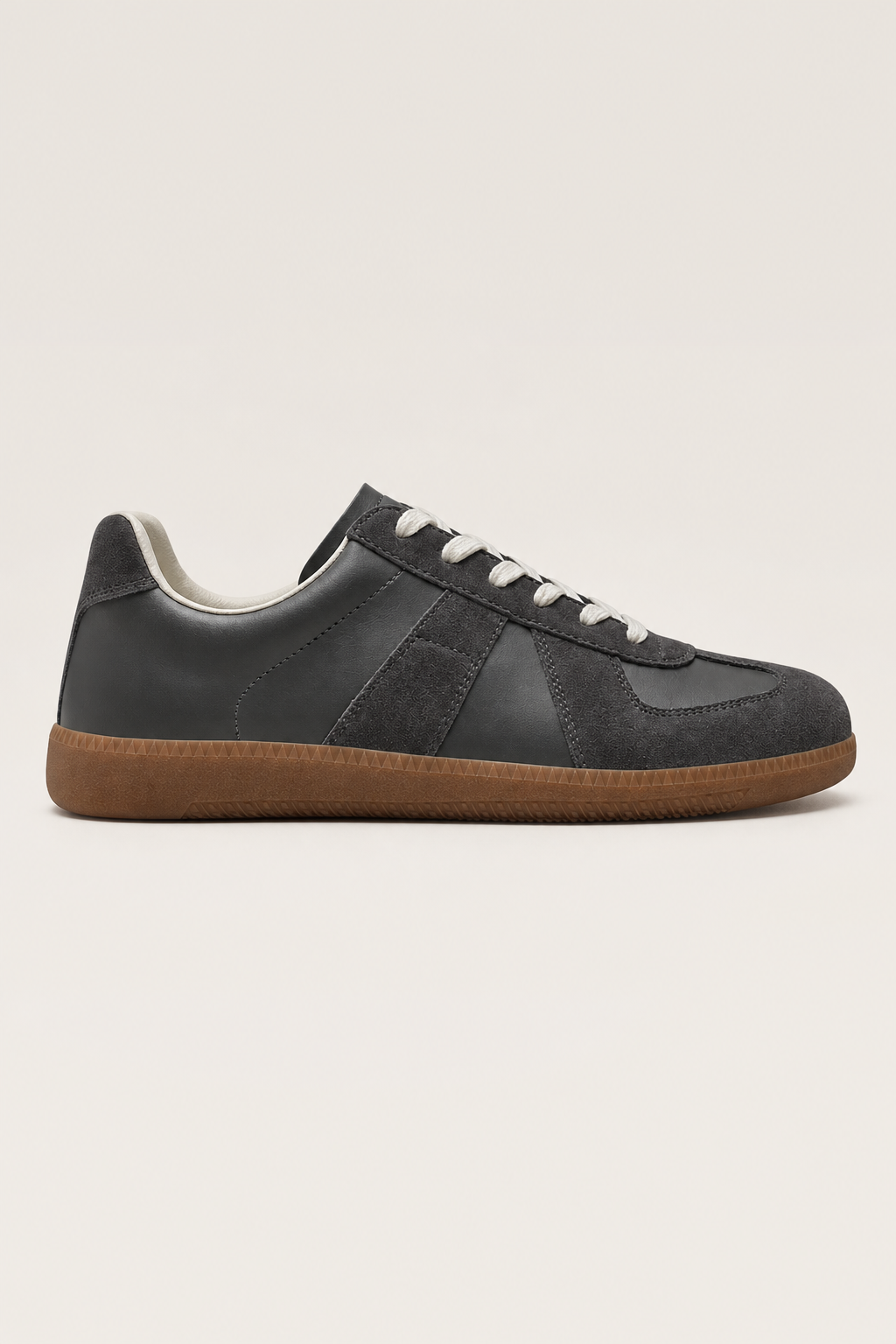 Tarifa Leather Sneakers in Charcoal - side view