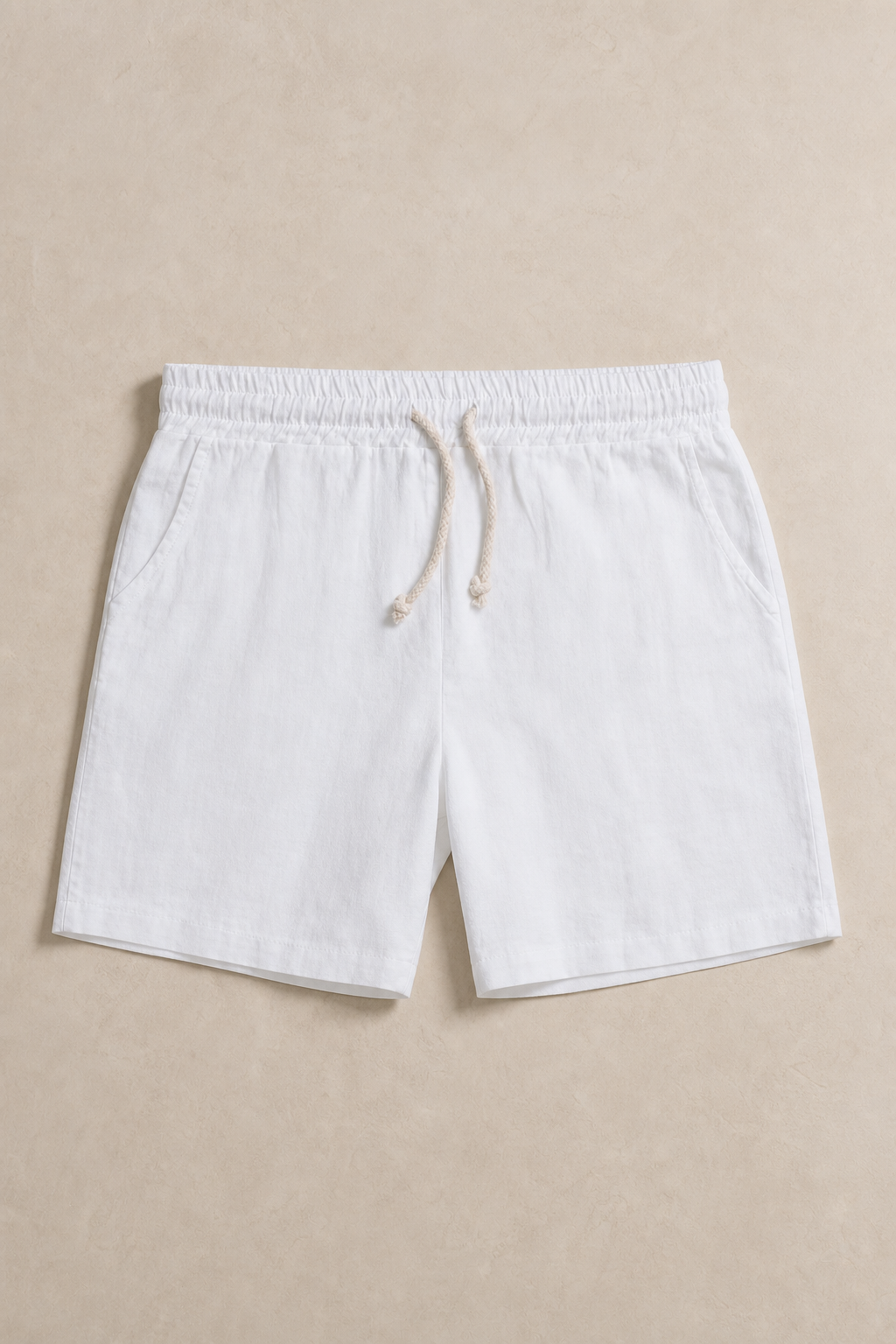 Tavolara Linen Shorts in White - front view