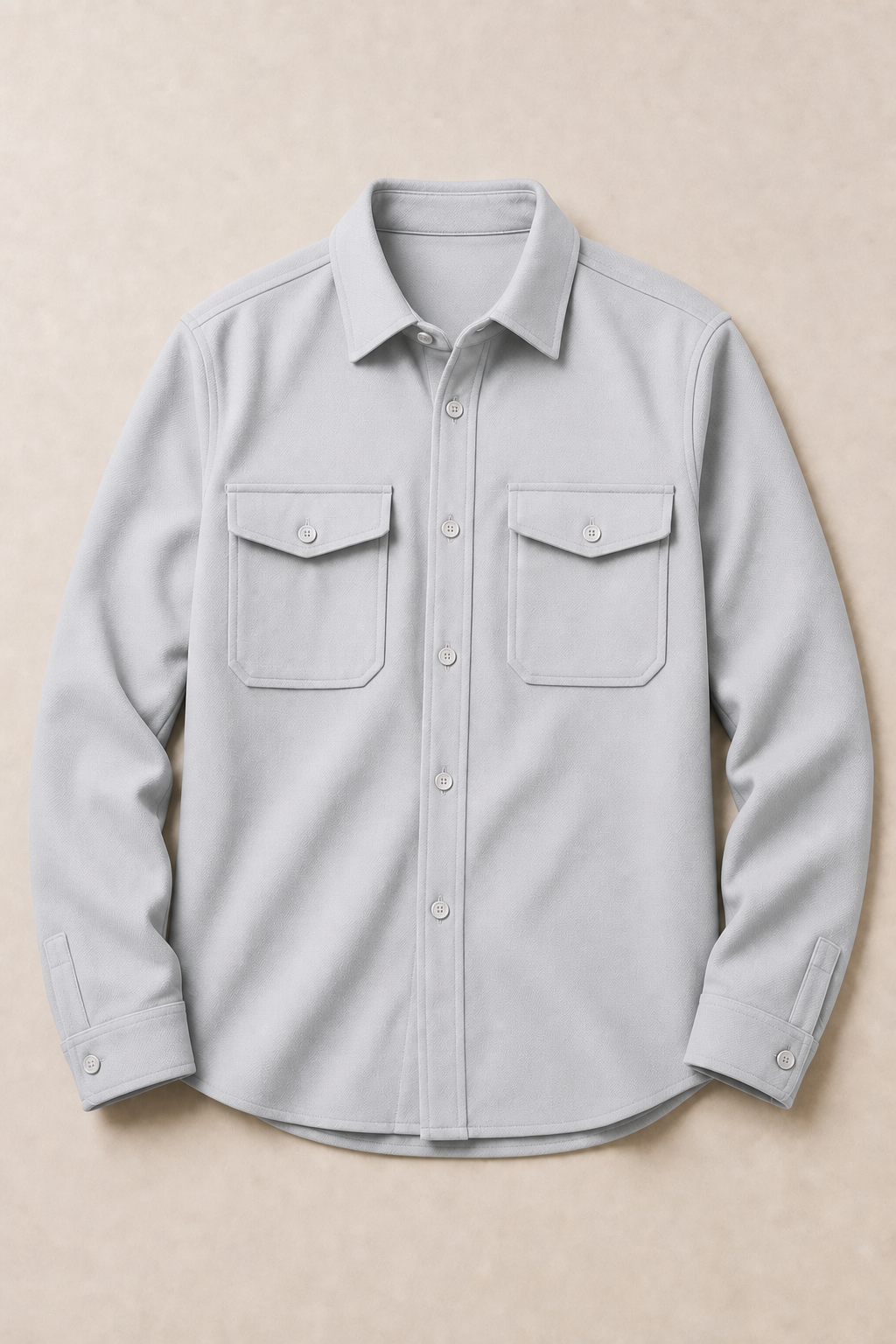 The Adige Overshirt in Light Grey — front view