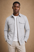 The Adige Overshirt in Light Grey on model — front pose