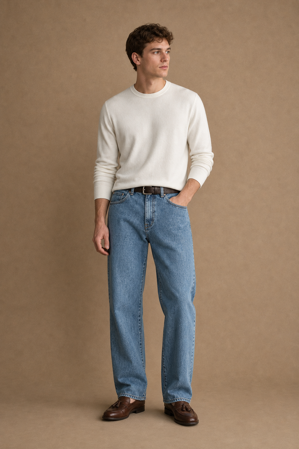 The Bologna Loose fit Jeans in Medium Wash on model - front pose