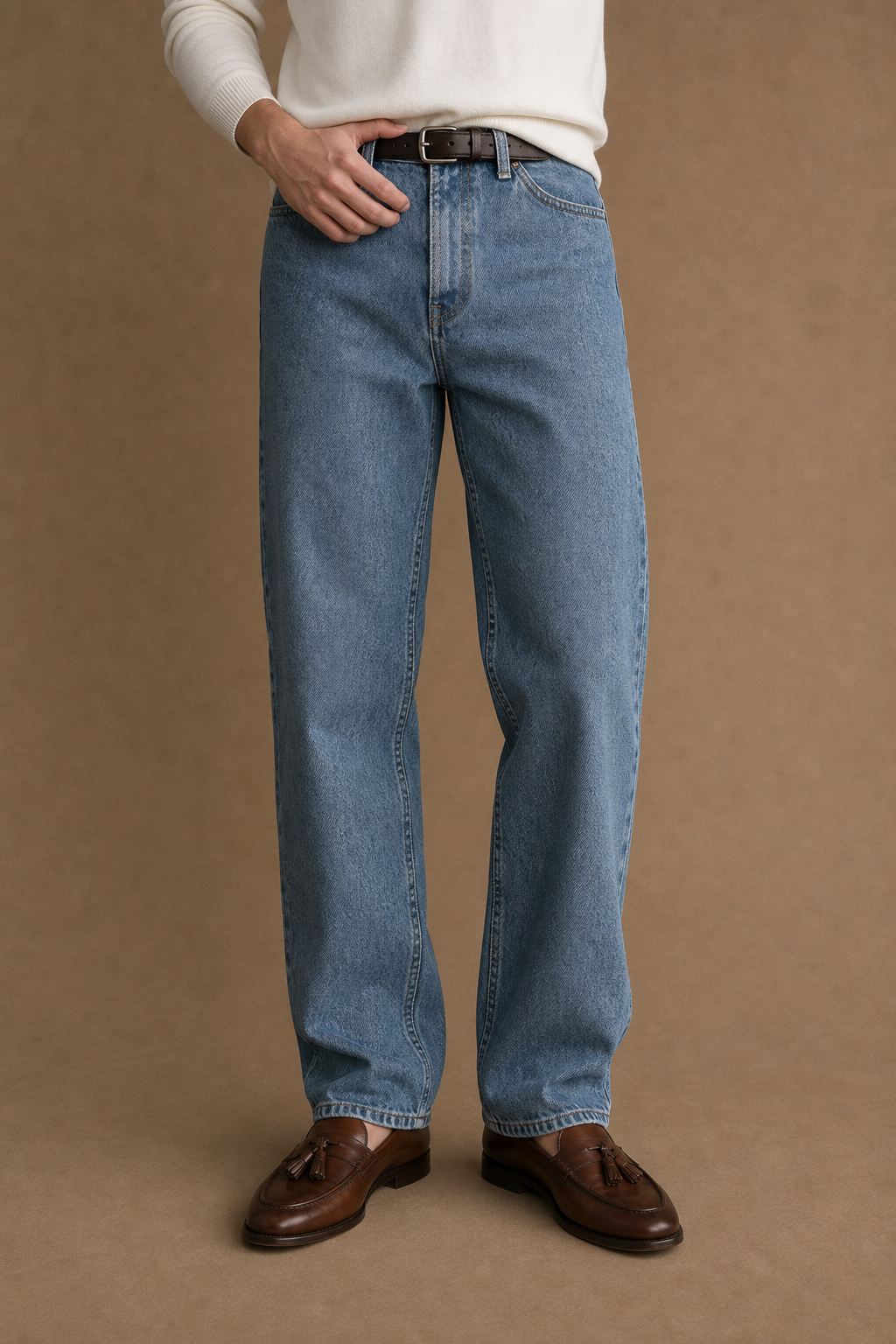 The Bologna Loose fit Jeans in Medium Wash on model - alternate pose