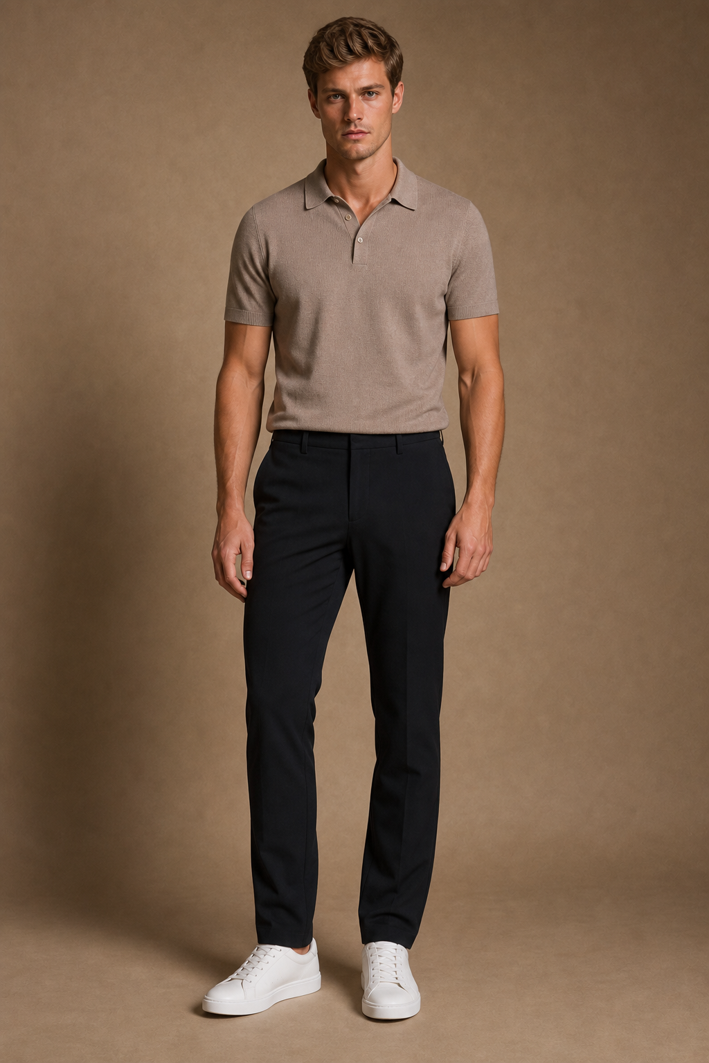 The Tiber Tech Trousers in Black on model - front pose