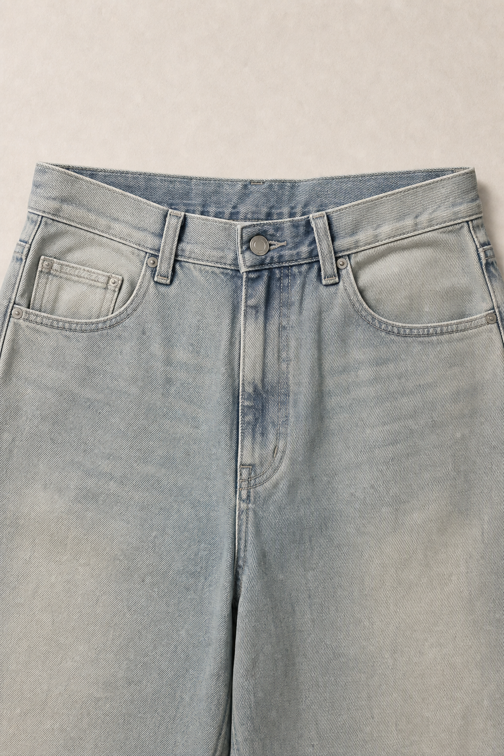 Torino Relaxed Washed Jeans in Light Wash - fabric detail