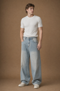 Torino Relaxed Washed Jeans in Light Wash on model - front pose