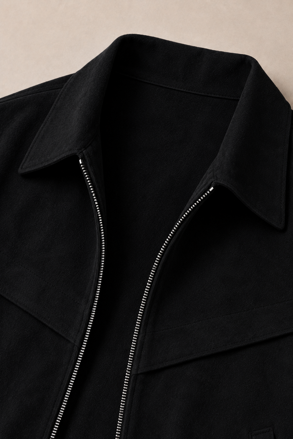 Trento Suede Jacket in Black — fabric detail
