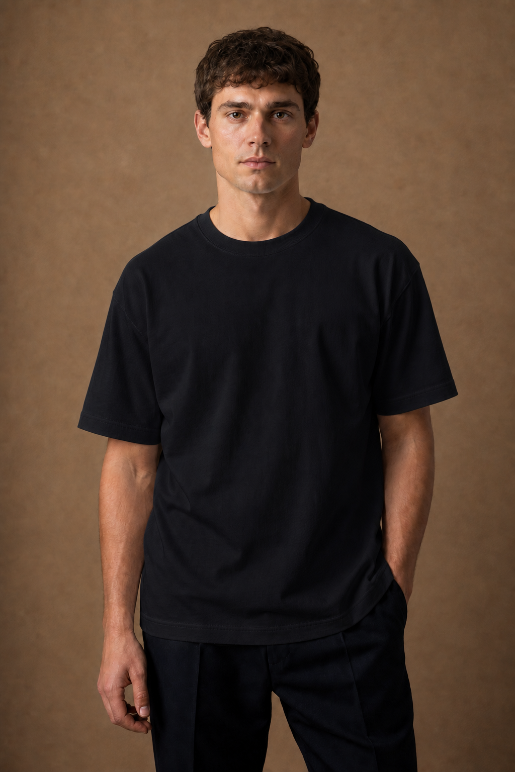 Varenna Relaxed-Fit T-Shirt in Black on model — front pose
