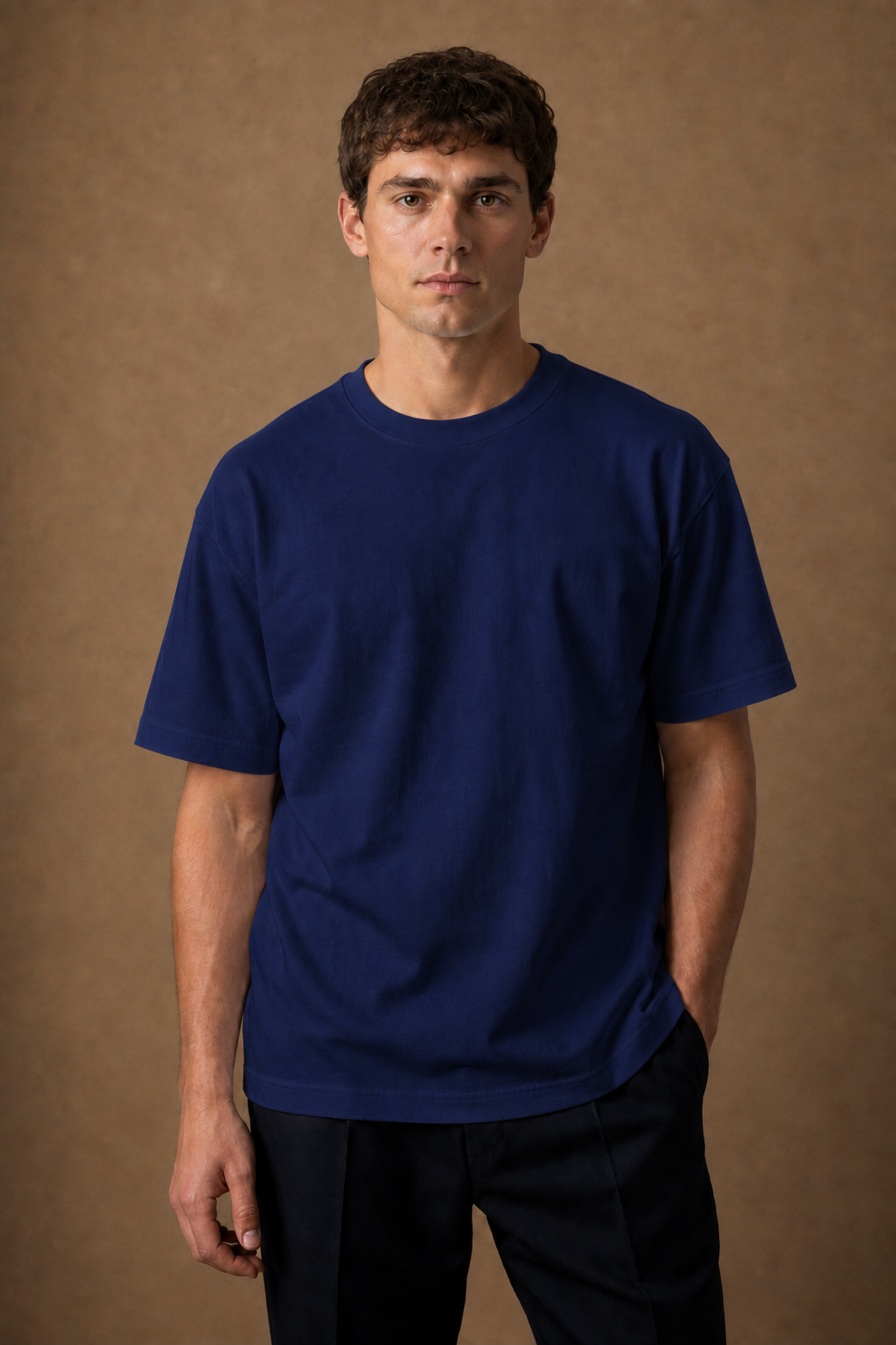 Varenna Relaxed-Fit T-Shirt in Navy on model — front pose