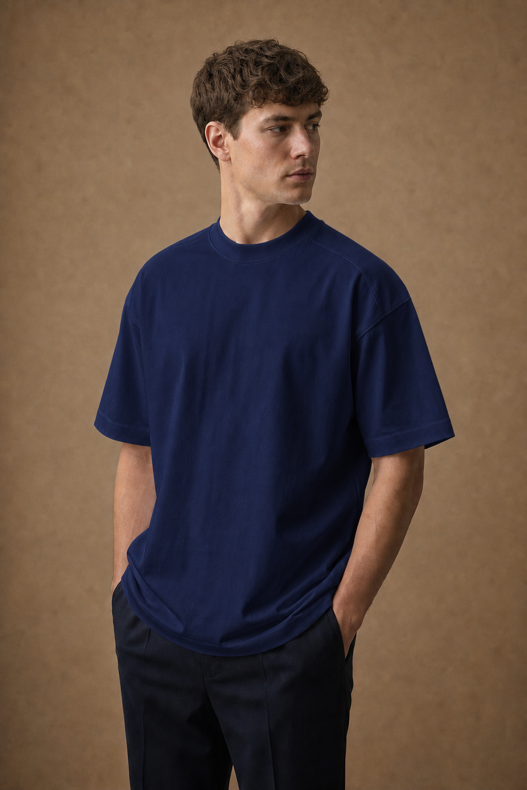 Varenna Relaxed-Fit T-Shirt in Navy on model — alternate pose