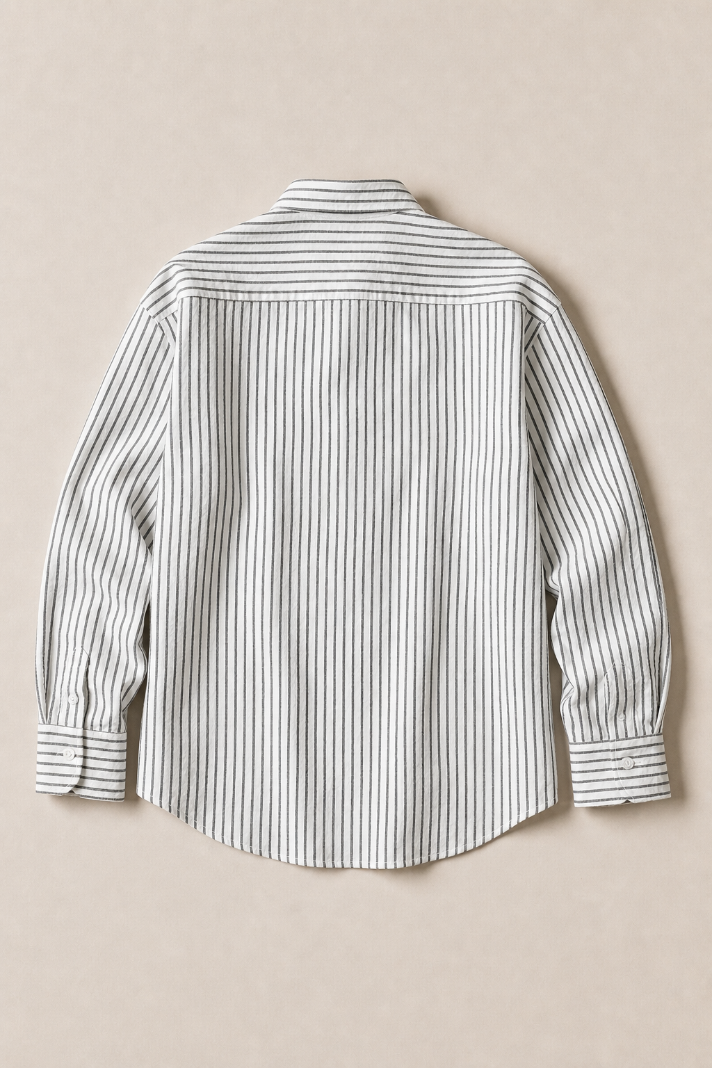 Vernazza Striped Shirt in White with Charcoal Stripes - back view