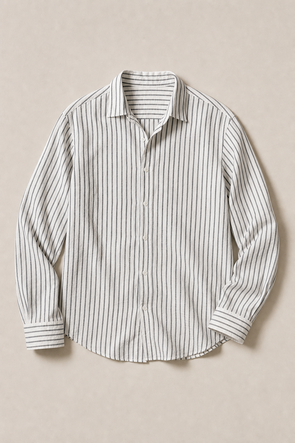Vernazza Striped Shirt in White with Charcoal Stripes - front view