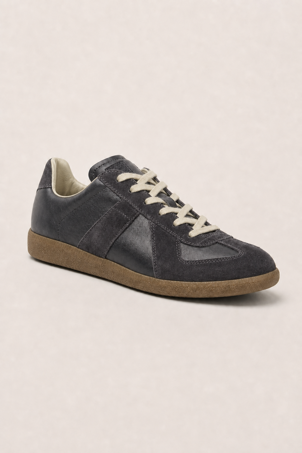 Verri Leather Sneakers in Charcoal - angle view