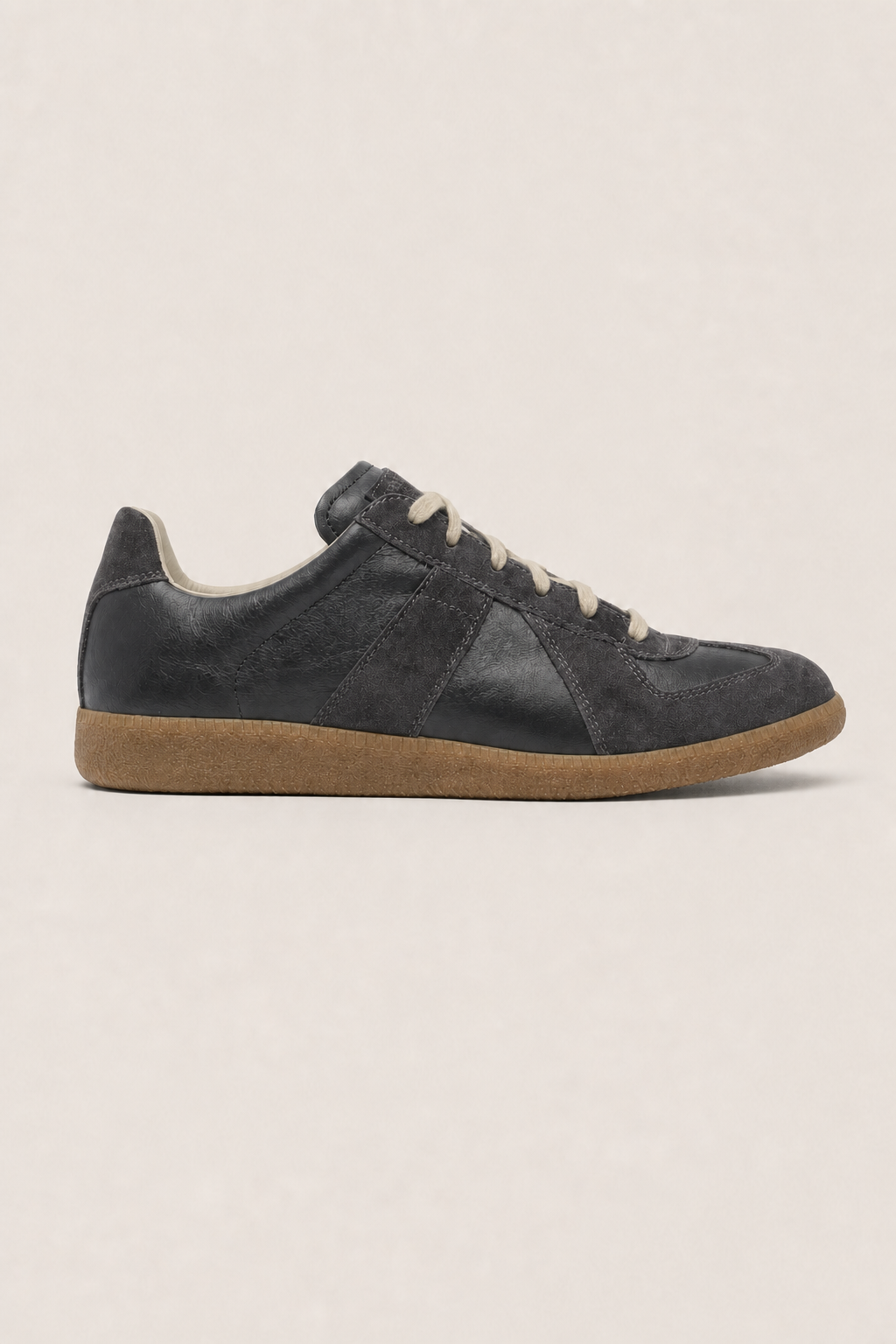 Verri Leather Sneakers in Charcoal - side view