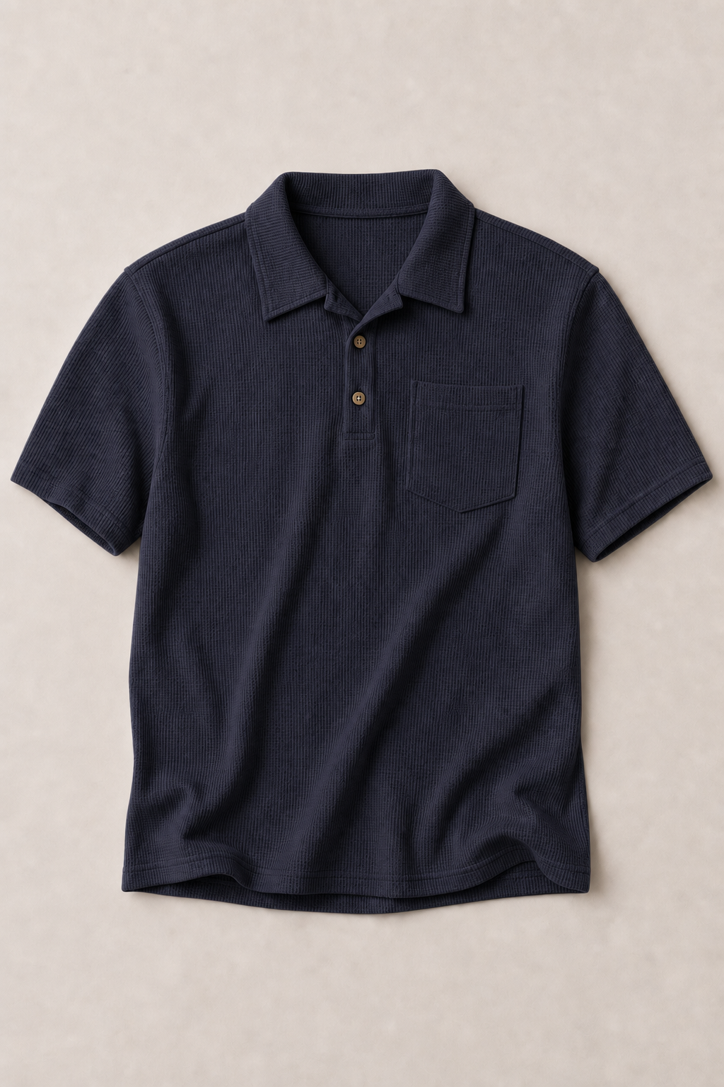 Vicenza Patched Polo Shirt in Navy — front view