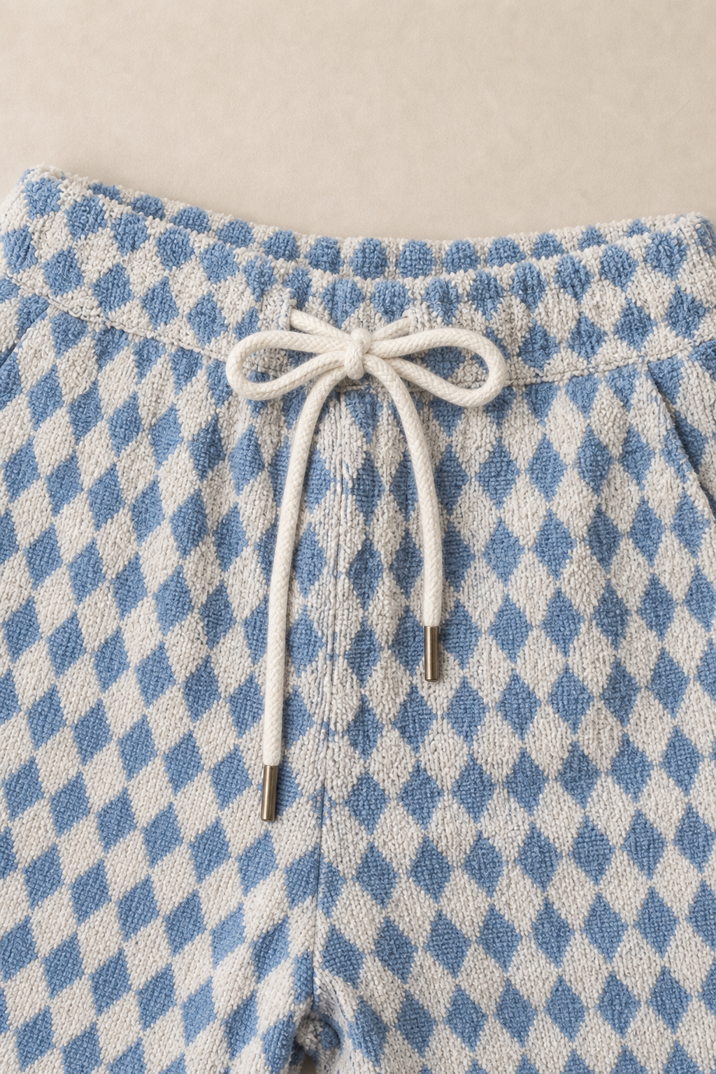 Vico Diamond Shorts in Dusty Blue - fabric detail