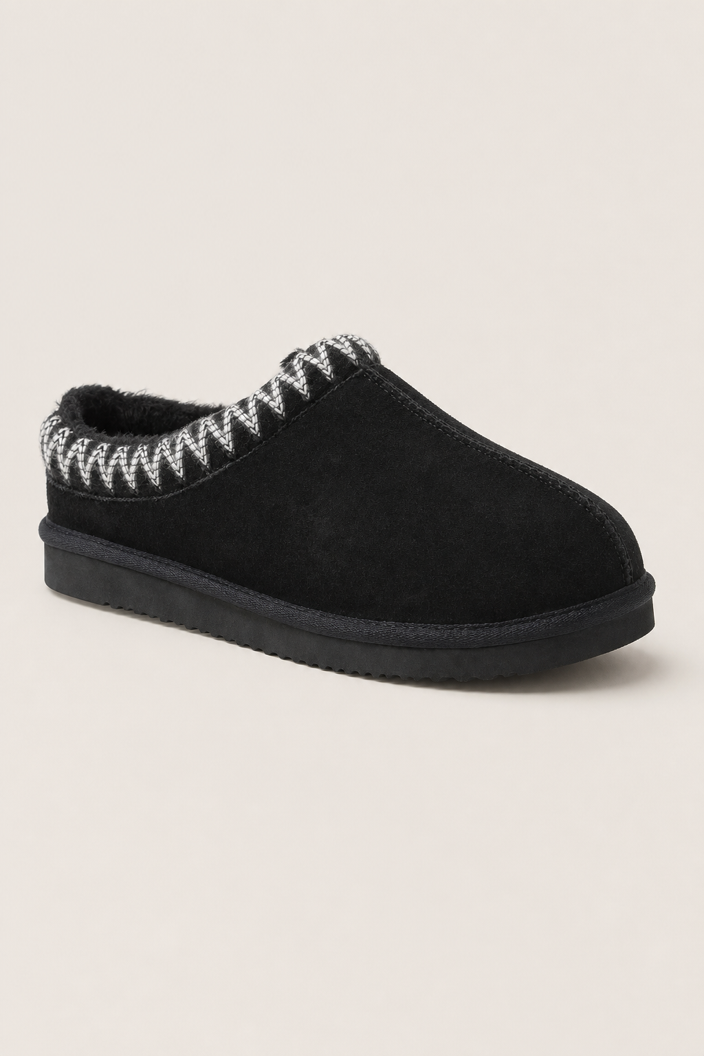 Vienna Suede Slippers in Black - angle view